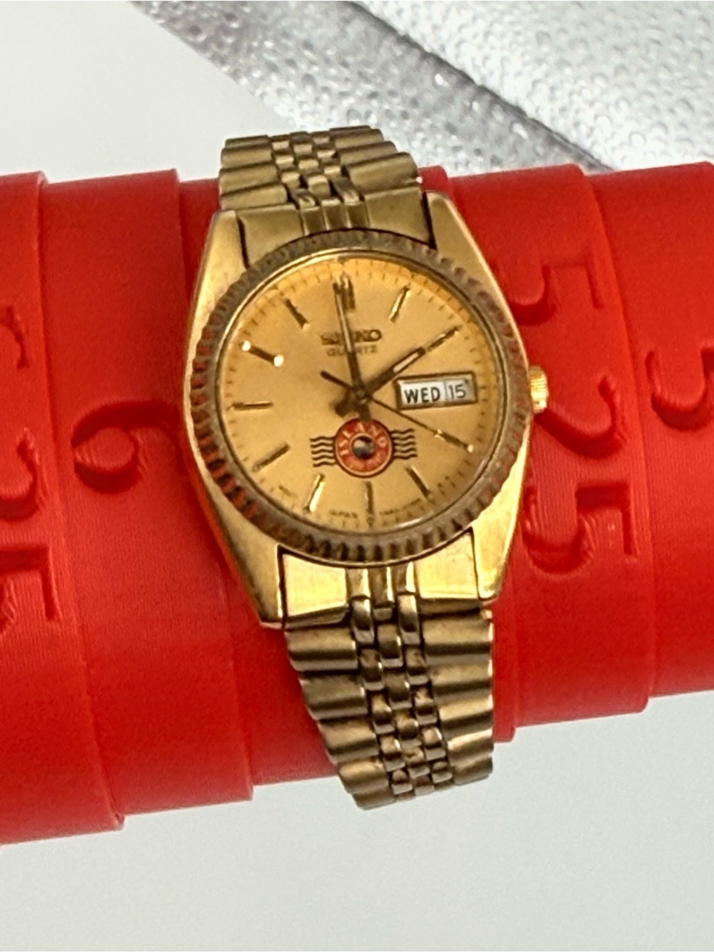 vintage Seiko President womans watch features a distinct custom dial logo